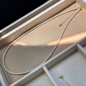 Collar de Moda de Oro de 18K, Cadena Multicapa de 3-4mm con Mini Caras Sonrientes, Collar de Perlas Naturales de Agua Dulce, Collar de Moda en Capas - Product Image 3