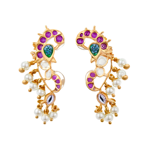 Asscher Cut Diamond Peacock Stud Earrings 18K Gold Plated Zinc Alloy - Product Image 3
