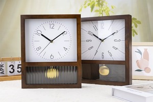 Horloge murale en bois minimaliste rectangulaire à mouvement mécanique, affichage des aiguilles, silencieuse, sans tic-tac, sonnerie horaire - Product Image 3