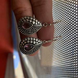 ต่างหูเงินแท้คุณภาพ AAA ประดับเพชรแดงทรงหยดน้ำ สไตล์โบฮีเมียน ทำมือ สำหรับงานแต่งงาน ขายส่ง - Product Image 1