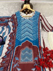New Designer Cotton Silk Ethnic Wear for Parties Embroidery Work Kurti Pant Set Eco-Friendly Natural Waistline <b>Top</b> Dupatta - Product Image 5
