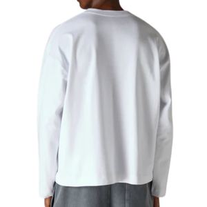 T-shirt blanc délavé à manches longues pour homme, col rond, en coton, style streetwear décontracté, finition vintage douce - Product Image 5