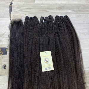 Extensions de Cheveux Humains Bruts de Haute Qualité du Vietnam, Tissages Raides Crépus avec Fermeture en Dentelle, Cuticules Entièrement Alignées - Product Image 6