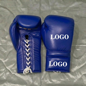 Guantes de boxeo con logotipo personalizado de fábrica, con cordones, de cuero genuino, profesionales, para entrenamiento de kickboxing, para adultos. - Product Image 1