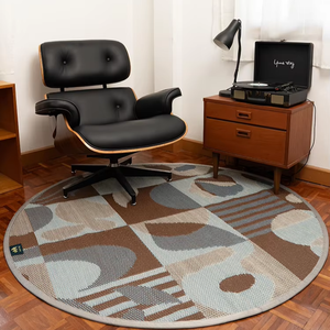 Fabricant de tapis ronds d'extérieur imperméables et double face de bonne qualité, 100% polypropylène, en vente - Product Image 1
