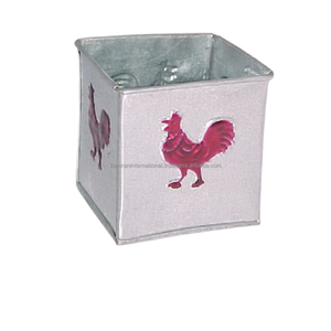 Caddie à double seau botanique peint à la main en fer galvanisé avec poignée ergonomique et trou de drainage écologique pour la maison, le jardin et le restaurant - Product Image 4