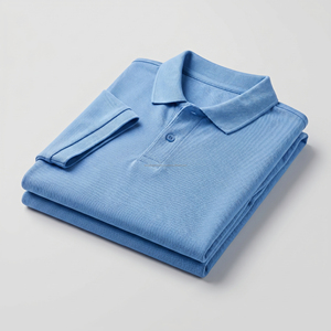 Polo homme bleu clair en piqué de coton respirant, coupe ajustée, manches courtes, pour le golf, vêtements d'été pour hommes - Product Image 6