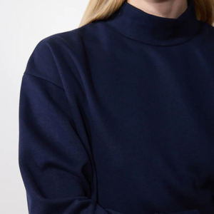 Sudadera Oversize de Cuello Alto Azul Marino para Mujer, de Felpa Premium Gruesa, Manga Larga, Estilo Casual para Uso Diario - Product Image 5
