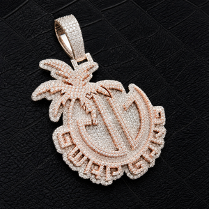Men's Hip Hop Style Custom Rose Gold Plated 925 <b>Silver</b> Double Layer Letter <b>Initial</b> Moissanite Diamond Big <b>Pendant</b> Party Necklace - Product Image 1