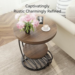 Modern Industrial Wood Top <b>Iron</b> Frame Coffee <b>Table</b> with Storage Shelf and 1-Year Warranty for Bedroom Home Furniture - Product Image 3