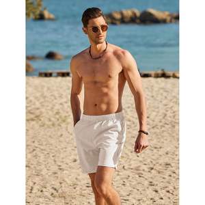 กางเกงขาสั้นลำลองผู้ชายผ้าซีร์ซักเกอร์ เอวยางยืด มีเชือกผูก ความยาวขาใน 7 นิ้ว เหมาะสำหรับใส่ไปเที่ยวทะเลในฤดูร้อน มีกระเป๋า - Product Image 3