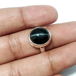 Natural Black Scapolite Cat's Eye Ring: Handmade 925 Sterling Silver Jewelry Amazing Black Cat's Eye Stone Ring <b>Gift</b> For Women's - Product Image 4