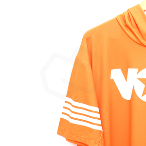 Men's Orange Oversized Hooded <b>T</b> <b>Shirt</b> Quick Dry Polyester Raglan Sleeve Jersey <b>With</b> White Front Print Pullover <b>Hoodie</b> - Product Image 3