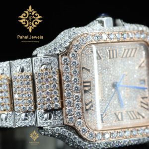 นาฬิกาเพชรหรู Pahal Jewels ทรงสี่เหลี่ยมผืนผ้า สายสแตนเลส สตีล อะนาล็อก ควอตซ์ 34 มม. แฟชั่นสำหรับทุกเพศ - Product Image 4