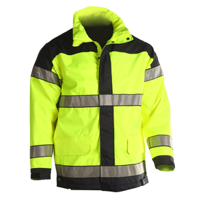 High Visibility Reflective Safety Jacket Men Hooded Windproof Workwear with Zipper Regular Fit Polyester Material Autumn Wear - Product Image 3