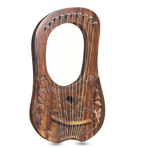 GNG IMPEX Lyre à 10 cordes en palissandre et acier inoxydable, instrument de musique portable pour débutant, clé de réglage, sac de transport, poli - Product Image 1