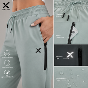 Pantalon de jogging technique pour femme X Sports City, avec cordon de serrage, poches latérales, coupe décontractée, longueur intégrale, mélange de spandex et de polyester, idéal pour l'automne - Product Image 4