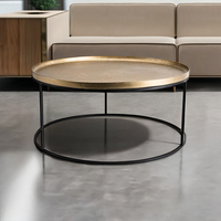Ensemble de tables basses minimalistes modernes faites à la main, durables et luxueuses pour le bureau, la maison, le salon, finition argentée antique, dessus facile à nettoyer