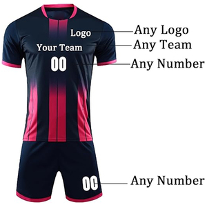 ชุดยูนิฟอร์มฟุตบอลแบบกำหนดเอง พิมพ์ลาย ระบายอากาศ แห้งเร็ว ไซส์ใหญ่ เสื้อเจอร์ซีย์โพลีเอสเตอร์พร้อมกางเกงขาสั้น ชุดกีฬา ผลิตโดยโรงงาน OEM - Product Image 2