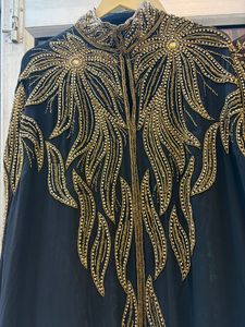 Élégante Abaya Kaftan à Manches Longues Modeste pour l'Aïd, Mariage, Soirée, Robe de Cérémonie Broderie Pailletée Ouverte sur le Devant, Traîne Sans Couture pour Adultes - Product Image 1