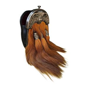 Sporran écossais en poils de cheval longs bruns (100% original) avec cantle uni, personnalisable pour la musique des Highlanders de Sutherland - Product Image 2
