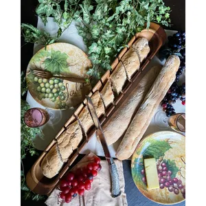 Tabla de Servir de Madera Hecha a Mano con 12 Compartimentos, Forma Ovalada, Diseño Rústico para Fiestas, Incluye Cuchillo de Acero Inoxidable - Product Image 3