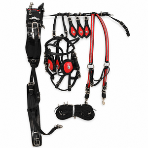 Ensemble de harnais de conduite pour chevaux |   Harnais de charrette en cuir réglable avec robustes attaches métalliques pour l'équitation - Product Image 1