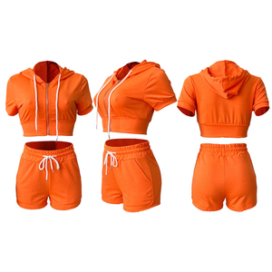 Women 2Piece Sexy Fitness <b>Set</b> Crop Top High Waist Shorts Seamless Stretch Nylon Spandex 220GSM Breathable Custom Logo Activewear - Product Image 3