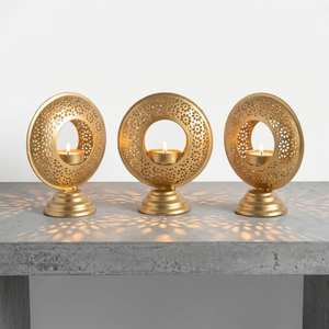 AG Elements Vintage Style <b>Brass</b> Tea Light Candle Holder 5x6 Inch Floral Cut Decorative <b>Lantern</b> Antique Look Wedding Bulk - Product Image 1