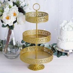 Support à gâteaux 3 étages de haute qualité avec plateau à fruits et en-cas galvanisé de qualité supérieure pour restaurants et hôtels - Product Image 2