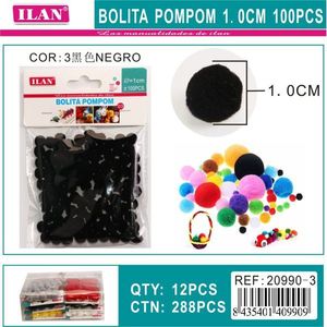 Palline di Natale Ilan 1.0 Cm Nere 100 Pezzi per Decorazioni Artigianali - Product Image 3