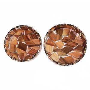 Cuencos de Madera Hechos a Mano con Patrón Geométrico, Diseño Moderno para Servir Alimentos, Uso Decorativo, Estilo Artesanal, Moderno, para Bodas - Product Image 3