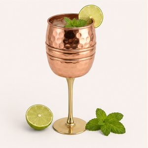 Handcrafted Hammered Pure <b>Copper</b> Wine Goblet with Brass Stem Luxury <b>Copper</b> Wine Glass For Barware Weddings And Home Decor - Product Image 2