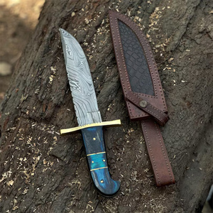 Couteau de survie, de chasse, de camping et de cuisine artisanal, personnalisé, prêt pour FBA, en acier Damas, avec manche en Micarta, pour activités de plein air, bushcraft et dépecage. - Product Image 1