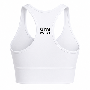 Women <b>White</b> Racerback High Support Spandex/Nylon Sports Bra <b>Crop</b> Top High Waist <b>Leggings</b> Set Custom Gym Activewear Yoga Workout - Product Image 6