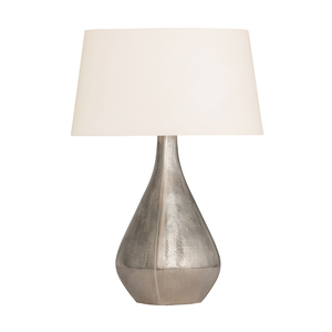 Lampe de table moderne en métal doré martelé avec finition antique et abat-jour en tissu blanc, élégante décoration intérieure, luminaire de bureau. - Product Image 2
