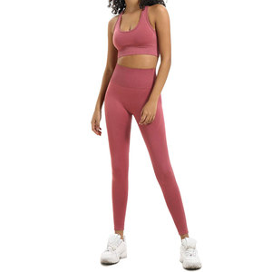 Conjuntos Deportivos para Mujer al por Mayor: Leggings de Yoga de Cintura Alta y Sujetador Deportivo Elástico, Trajes de Gimnasio para Ejercicio, Color Sólido - Product Image 2