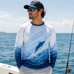 Camisa de Pesca de Manga Larga para Hombre, Estampado Digital, Patrón Sólido, UPF 50, Secado Rápido, Ligera, de Poliéster, para Actividades al Aire Libre - Product Image 4