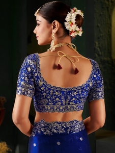 KV Embroidered Bollywood <b>Tissue</b>, Silk Blend Saree - Product Image 5