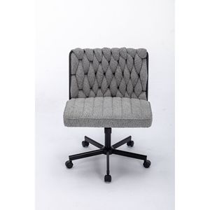 Modern Armless <b>Desk</b> Chair with Criss Cross Leg Wide Seat Home Office Work Meditation Wheels Included for Office Environment - Product Image 4