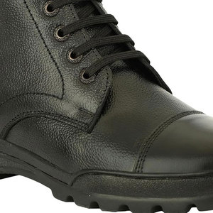 Men's Black Leather Steel Toe Safety <b>Work</b> Boots Lace-Up Rubber Outsole <b>Waterproof</b> Breathable Mesh Lining All Seasons Factory Use - Product Image 6