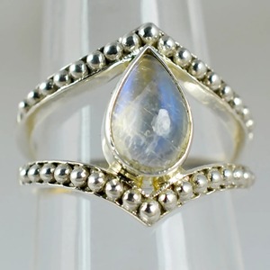 Rainbow Moonstone <b>Ring</b> 925 Sterling <b>Silver</b> Handmade Statement Promise <b>Ring</b> for Women <b>Boho</b> Pear June Birthstone Jewelry - Product Image 4