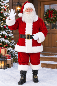 Conjunto de Disfraz Navideño de Santa Claus, Chaqueta Roja de Felpa, Pantalones, Gorro, Cinturón, Barba, Guantes y Accesorios para Fiestas y Eventos Navideños - Product Image 6