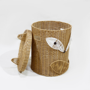 Cute Fox Seagrass Rope Eco-Friendly Multifunction Laundry Hamper <b>Toy</b> <b>Storage</b> <b>Basket</b> with Lid - Product Image 6