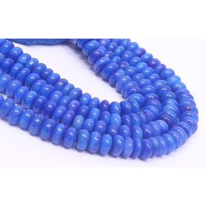 Magnifiques perles d'opale bleu riche, forme ronde, lisses, 16 pouces, 7-10 mm, perles d'opale bleue unie, pour la création de bijoux. - Product Image 2