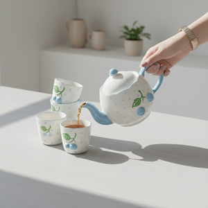 Juego de Tetera de Porcelana Fina de Primera Calidad 3460983SETC-1.0 NUEVO CON 4 TAZAS - Product Image 4