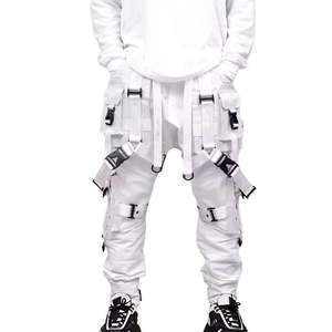 Streetwear White Techwear <b>Cargo</b> Pants <b>Men</b> Multi Pocket Tactical <b>Joggers</b> Buckle Ribbons Hip Hop Trousers Cyberpunk Urban Fashion - Product Image 1