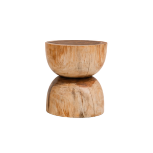 ARTERRA Luxury Teak <b>Wood</b> Sculptural Pedestal <b>Stool</b> Modern Round Side Table Luxury Accent End Table for Villa - Product Image 2
