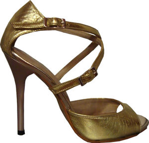 Zapatos de Baile Latino de Cuero Genuino Marrón con Tela de Algodón para Mujer, Sandalias Profesionales de Tacón Alto para Tango y Vals - Product Image 4