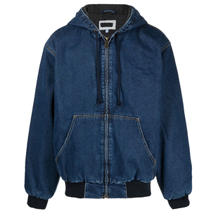 Sweat-shirts en jean à fermeture éclair pour homme, taille plus, couleur bleue, coton léger, poignets élastiques et poches - Product Image 1